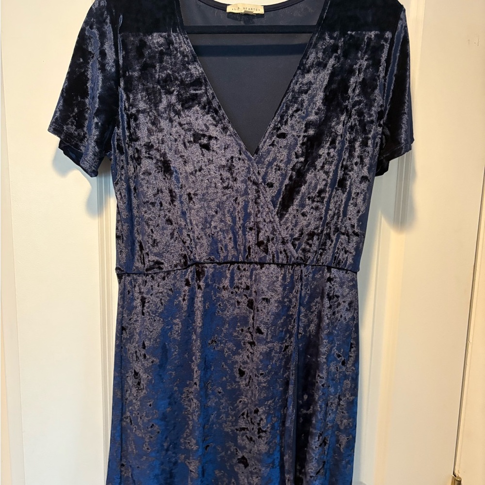 Elegant Velvet Blue Dress
